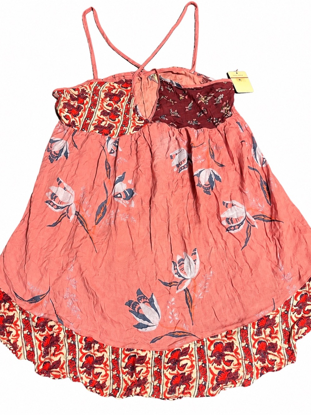 Free People All Mixed Up Slip Floral Mini Dress Pink & Red XS NWT